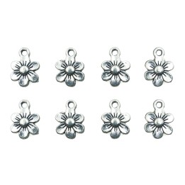 Flor plana con argolla 14x11mm de pewter para collar pulsera y aretes