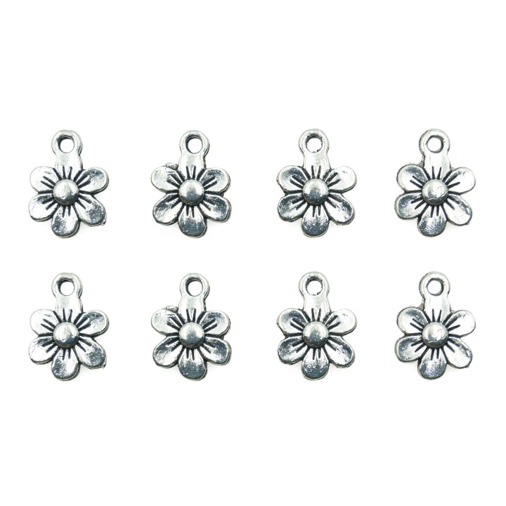 Flor plana con argolla 14x11mm de pewter para collar pulsera y aretes