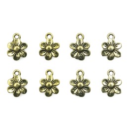 Flor plana con argolla 14x11mm de pewter para collar pulsera y aretes