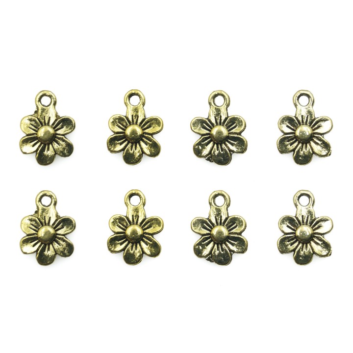 Flor plana con argolla 14x11mm de pewter para collar pulsera y aretes