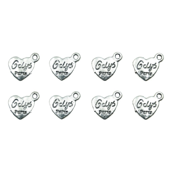 Corazon plano con argolla 15x8mm de pewter para collar pulsera y aretes