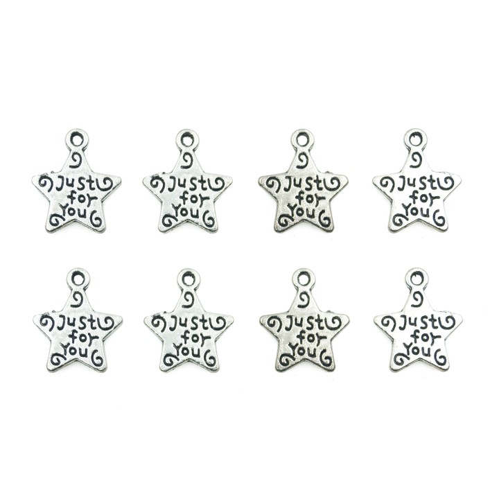 Estrella plana con argolla 15x13mm de pewter para collar pulsera y aretes