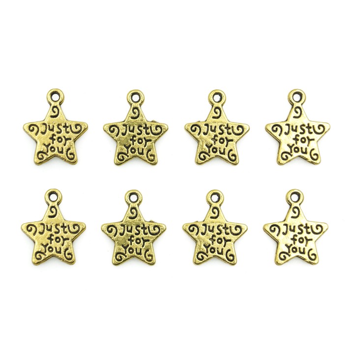 Estrella plana con argolla 15x13mm de pewter para collar pulsera y aretes