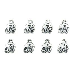 Elefante plano con argolla 13x9mm de pewter para collar pulsera y aretes