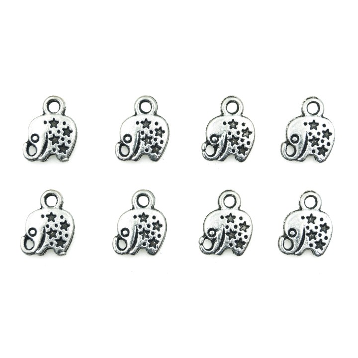 Elefante plano con argolla 13x9mm de pewter para collar pulsera y aretes