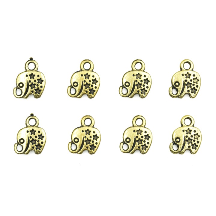 Elefante plano con argolla 13x9mm de pewter para collar pulsera y aretes