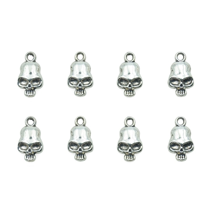 Calavera plana con argolla 13x8mm de pewter para collar pulsera y aretes