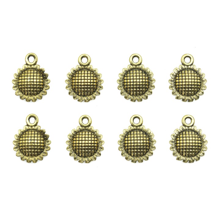 Girasol hueco con argolla 13x10mm de pewter para collar pulsera y aretes