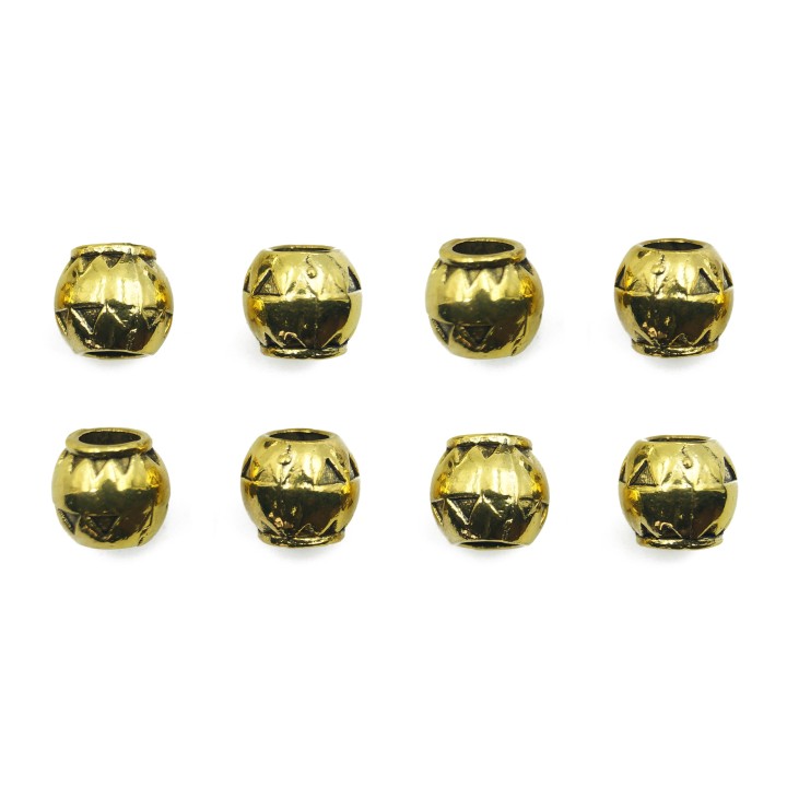 Barril grabado perforado 10x9mm de pewter para collar pulsera y aretes