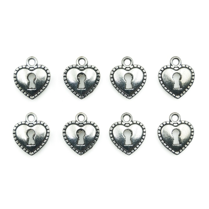 Corazon plano con argolla 17x14mm de pewter para collar pulsera y aretes