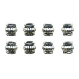 Barril grabado perforado 10x10mm de pewter para collar pulsera y aretes