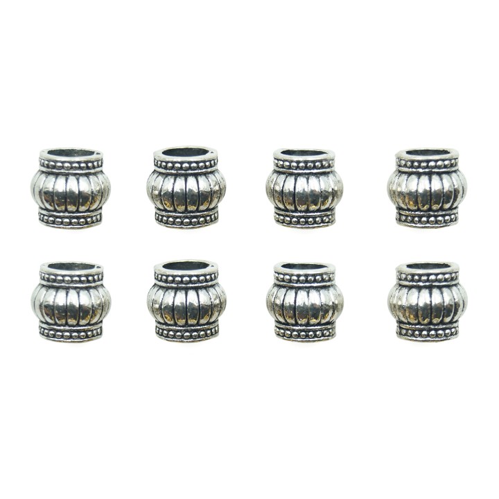 Barril grabado perforado 10x10mm de pewter para collar pulsera y aretes