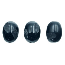Piedra Natural 15x20mm Ovoide con Cortes Black Obsidiana
