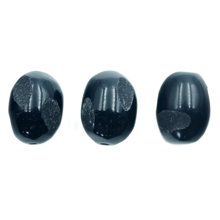 Piedra Natural 15x20mm Ovoide con Cortes Black Obsidiana
