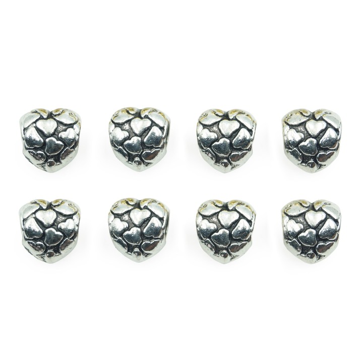 Corazon grabado 11x11mm de pewter para collar y pulsera