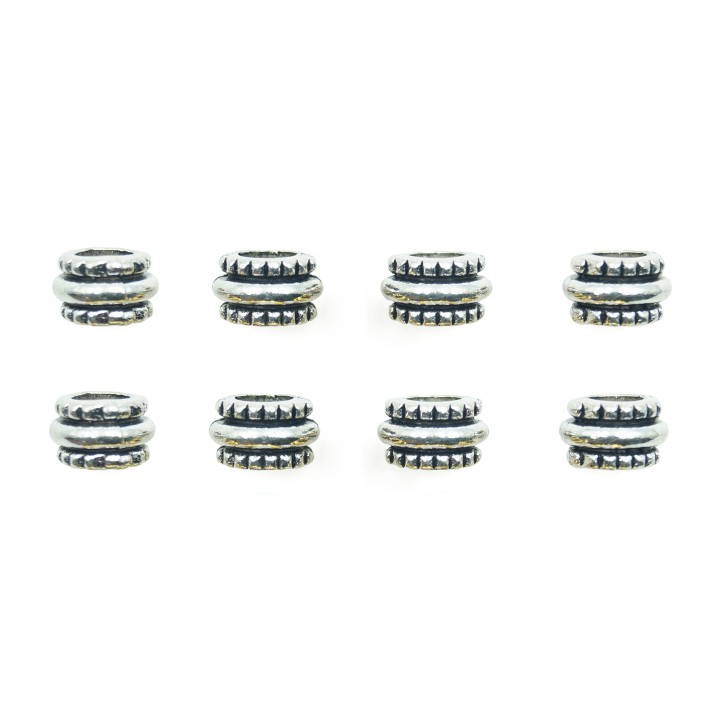Rondel grabado 11x7mm de pewter para collar y pulsera