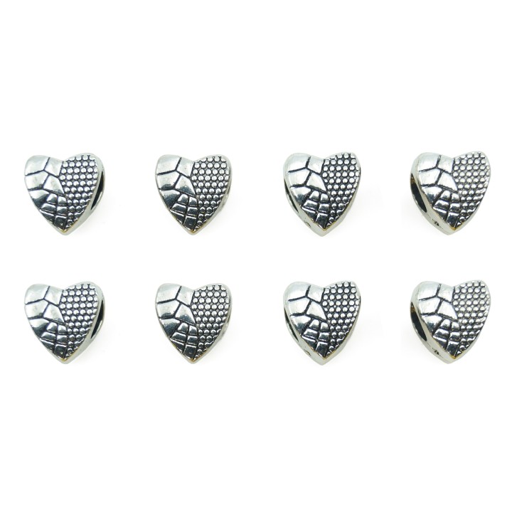 Corazon grabado 11x10mm de pewter para collar y pulsera