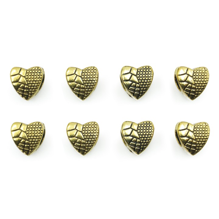 Corazon grabado 11x10mm de pewter para collar y pulsera