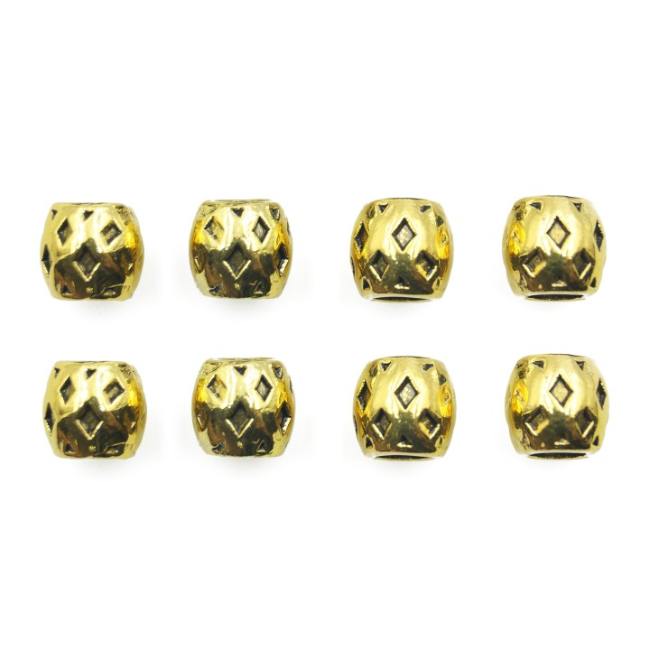 Barril grabado 9x9mm de pewter para collar y pulsera