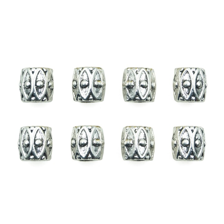 Barril grabado 8x9mm de pewter para collar y pulsera