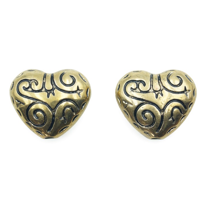 Corazon grabado 20x22mm de plastico para collar pulsera y aretes