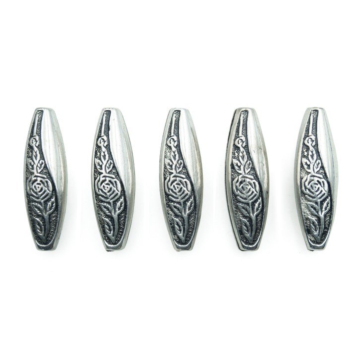 Navet con flor 35x11mm de plastico para collar pulsera y aretes