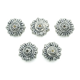 Flor grabada 17x11mm de plastico para collar pulsera y aretes