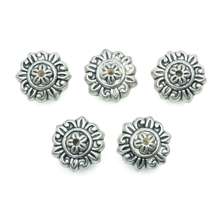 Flor grabada 17x11mm de plastico para collar pulsera y aretes