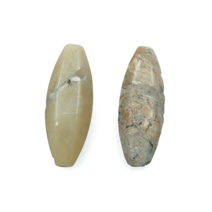 Piedra Natural 30x10mm Ovoide 6 Caras Marfil