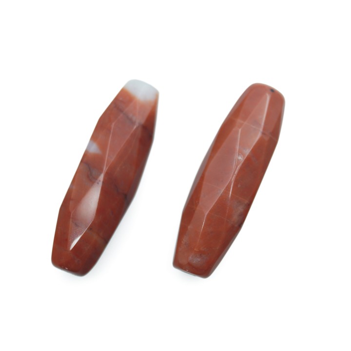 Piedra Natural 40x12mm Cilindro Facetado Indian Agate