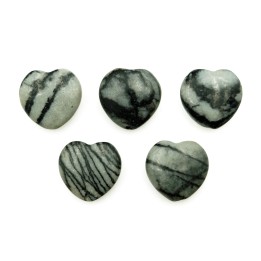 Piedra Natural 12x5mm Corazon Black Picaso