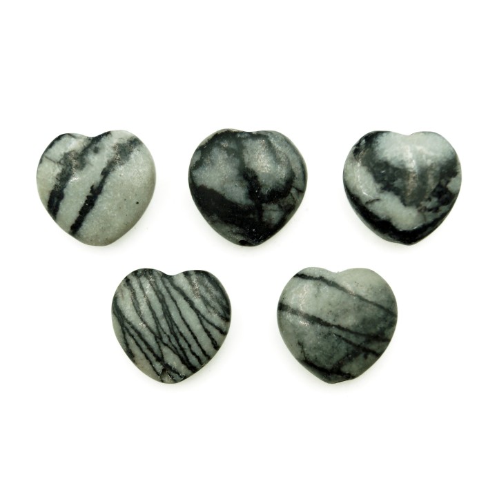 Piedra Natural 12x5mm Corazon Black Picaso