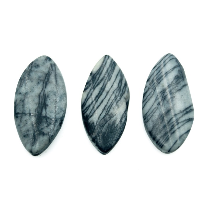 Piedra Natural 16x30mm Navet Curvo Black Picaso