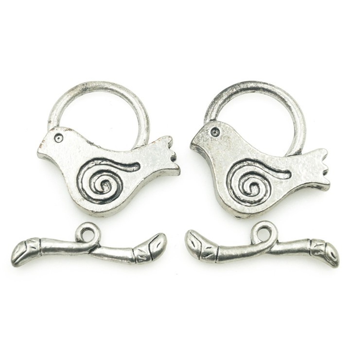 Broche 2pz de pewter pv 17x23mm
