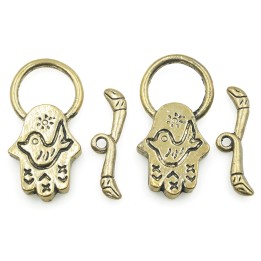 Broche 2pz de pewter ov 16x32mm