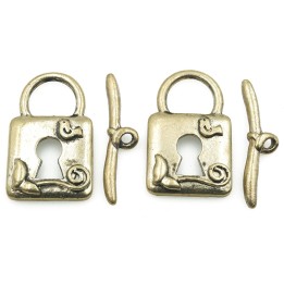 Broche 2pz de pewter ov 13x25mm