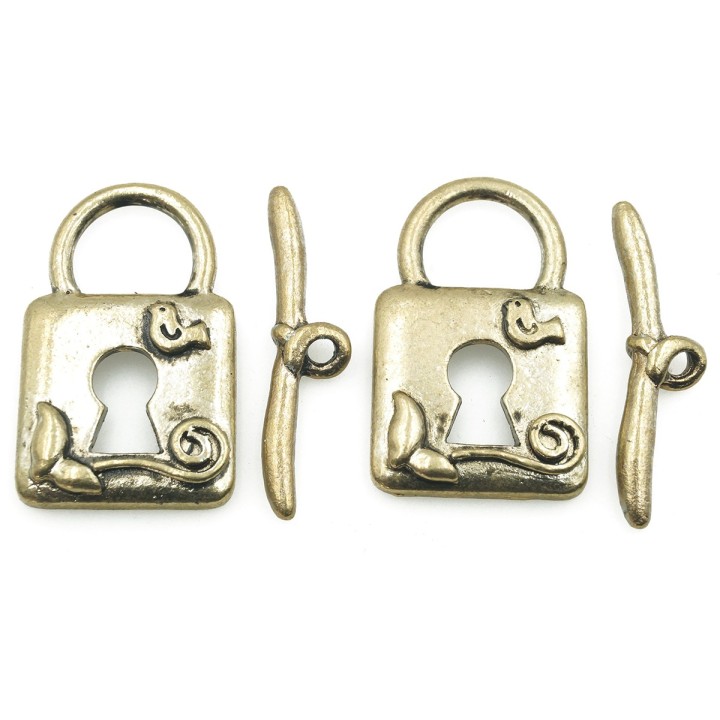 Broche 2pz de pewter ov 13x25mm