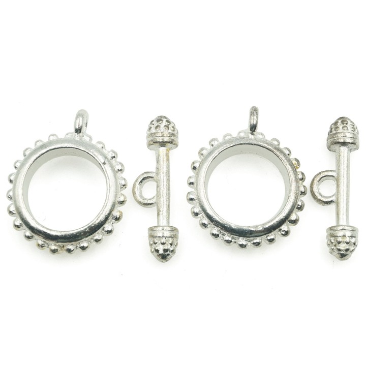 Broche 2pz de pewter plateado 18mm