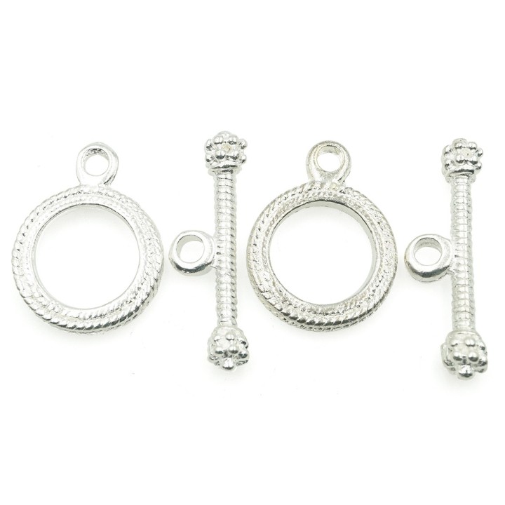 Broche 2pz de pewter plateado 17mm