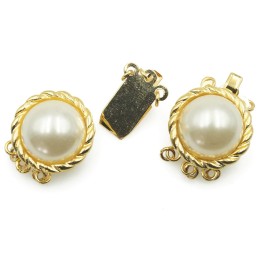 Broche 2pz de laton con perla 15mm