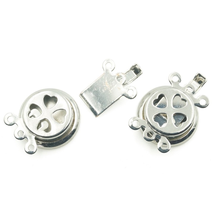 Broche 2pz de laton rodio 14mm