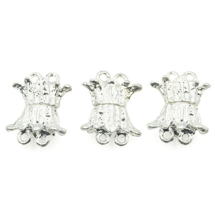 Broche 2pz de laton iman plateado 19x5mm