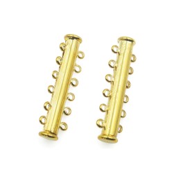 Broche 2pz de laton tubo 6 argollas 35x6.5mm