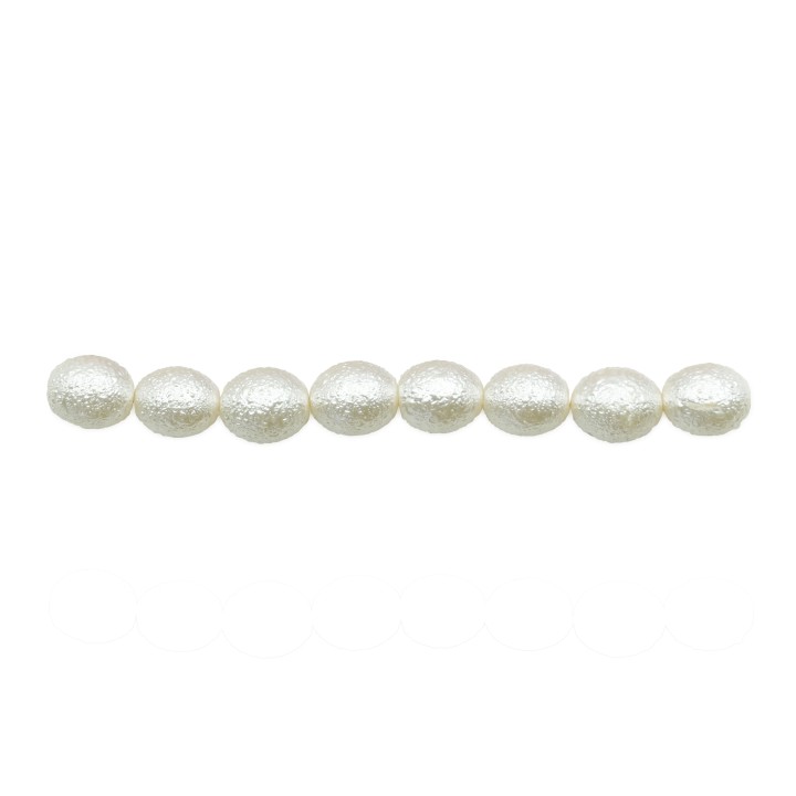 Perla ice oval 6x6mm de vidrio para collar pulsera y aretes