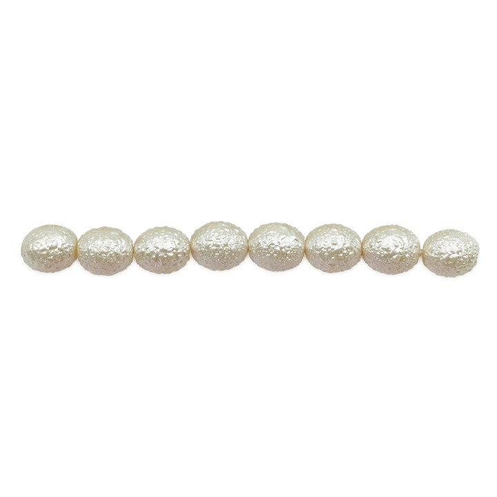 Perla ice oval 6x6mm de vidrio para collar pulsera y aretes