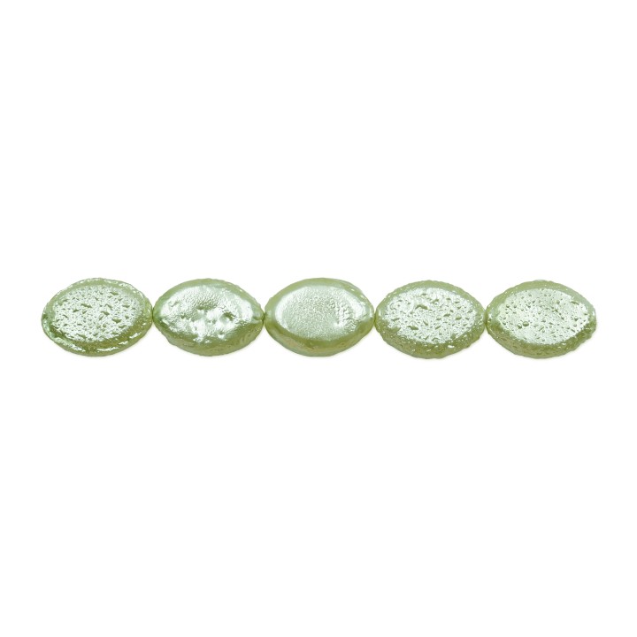 Perla oval plana 12x8mm de vidrio para collar pulsera y aretes