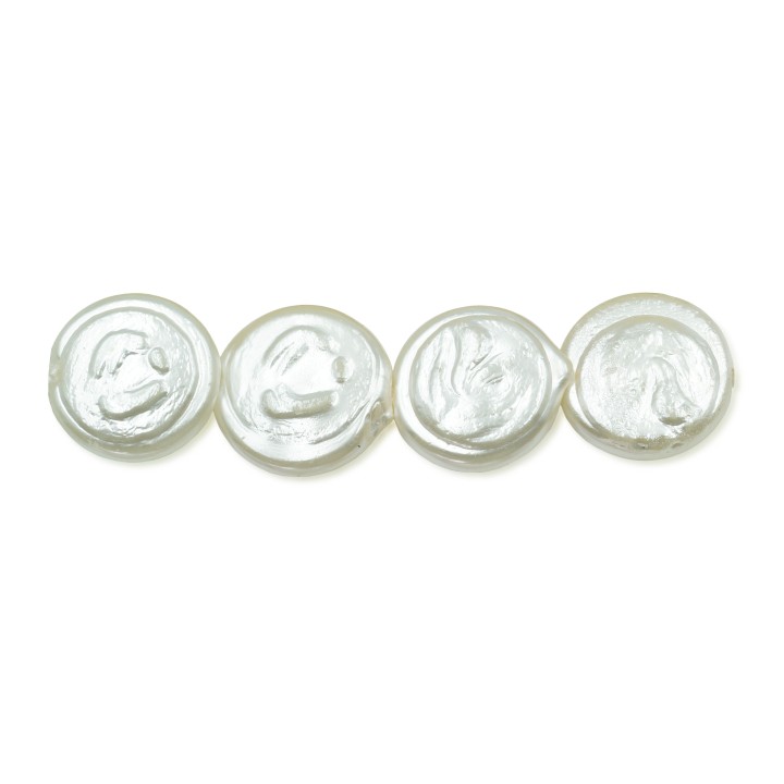 Perla grabada redonda 14mm de vidrio para collar pulsera y aretes