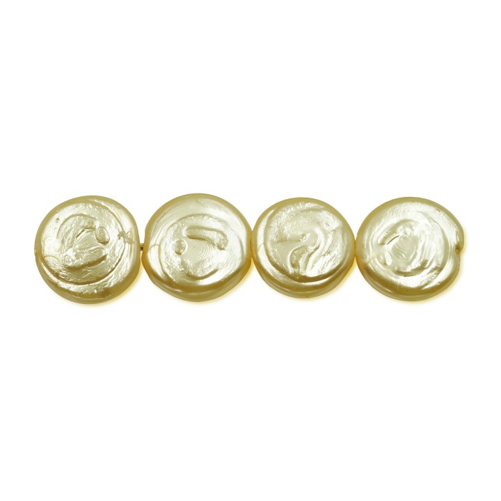 Perla grabada redonda 14mm de vidrio para collar pulsera y aretes