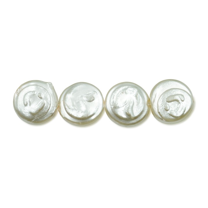 Perla grabada redonda 14mm de vidrio para collar pulsera y aretes