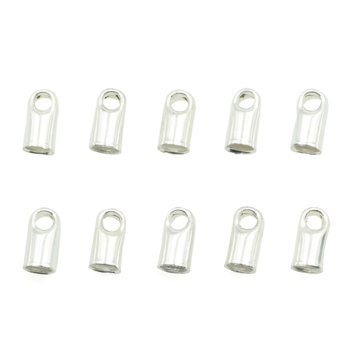 Terminal 2mm de laton para collar y pulsera plateado